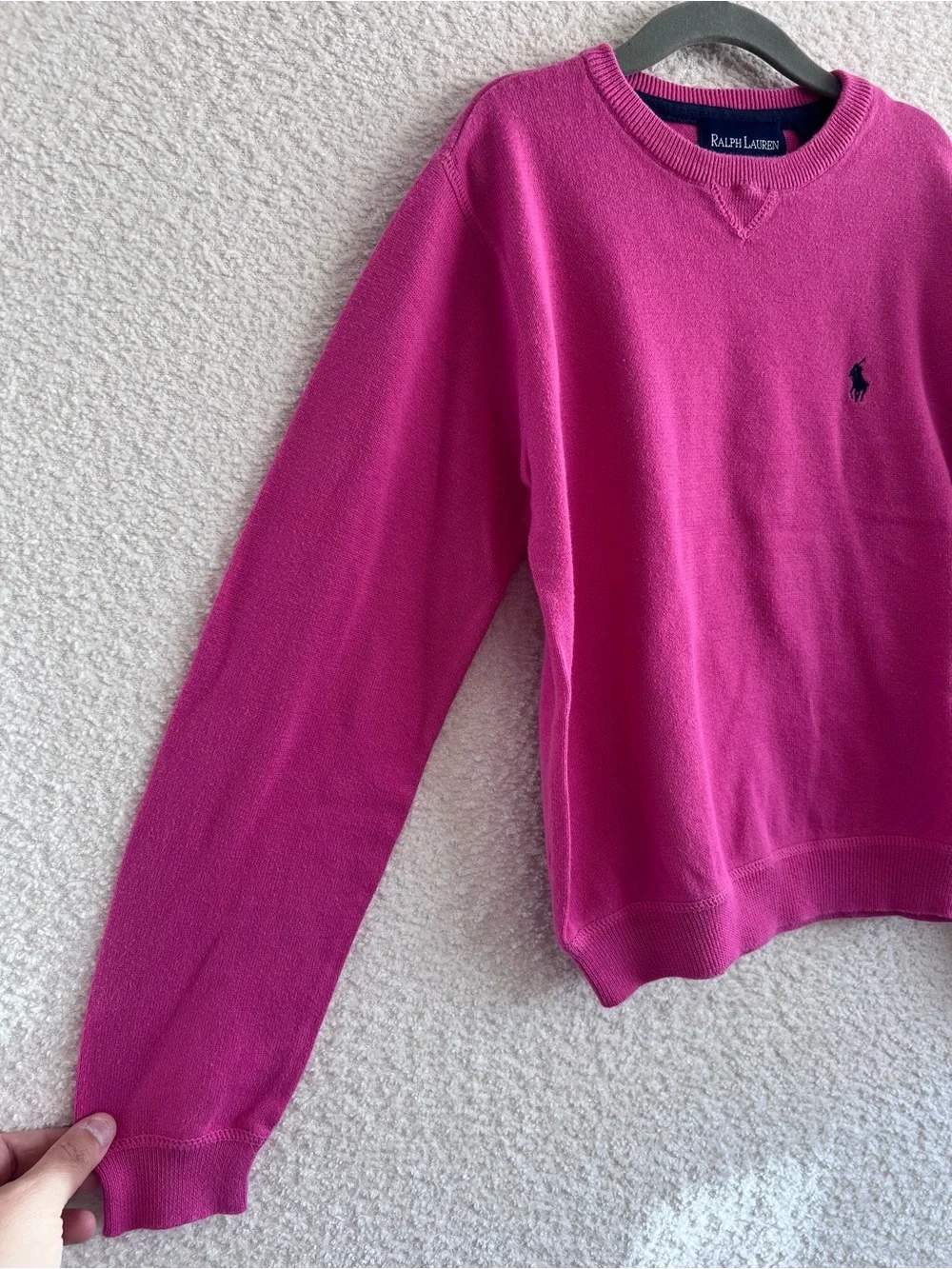 Ralph Lauren Vintage 100% Cotton Pink Sweater Long Sleeves Size Large
